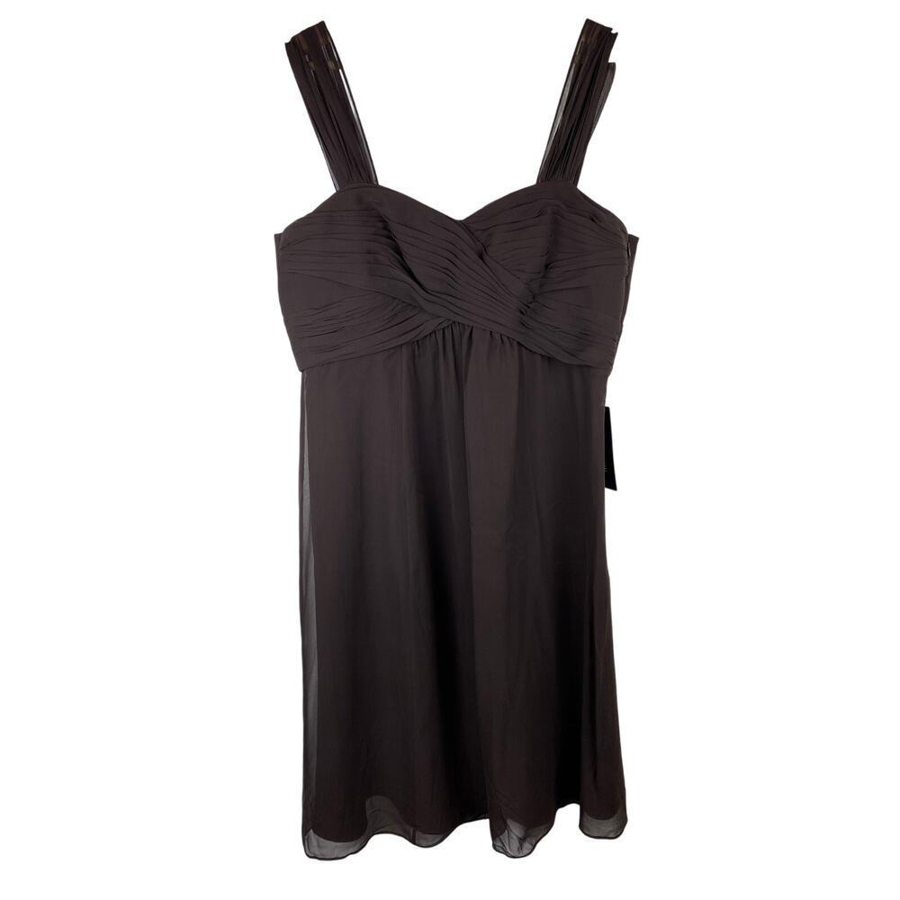 NWT Ann Taylor Women's 12 Brown 100% Silk Sleeveless Evening Dress $185 *